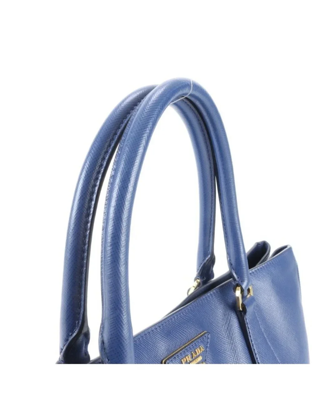 Prada Saffiano Galleria Leather Tote Triangle Logo Blue